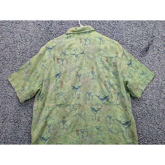 Columbia River Lodge Tiki Marlin Button Down Shirt Size L Fishing Vacation Green - Picture 7 of 13